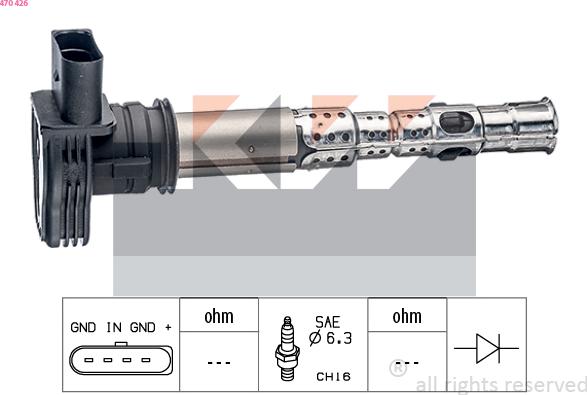 KW 470 426 - Ignition Coil www.autospares.lv