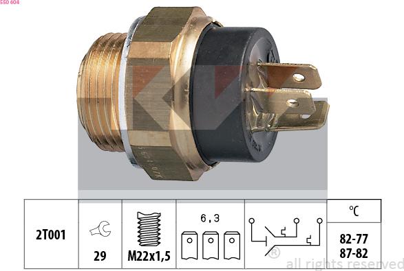 KW 550 604 - Temperature Switch, radiator / air conditioner fan www.autospares.lv