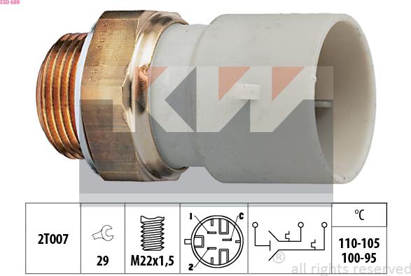 KW 550 689 - Termoslēdzis, Radiatora ventilators autospares.lv