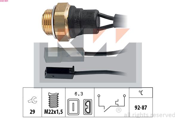 KW 550 001 - Termoslēdzis, Radiatora ventilators autospares.lv