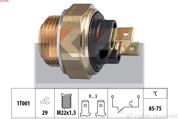 KW 550 008 - Temperature Switch, radiator / air conditioner fan www.autospares.lv