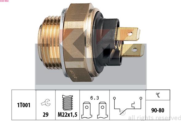 KW 550 002 - Temperature Switch, radiator / air conditioner fan www.autospares.lv