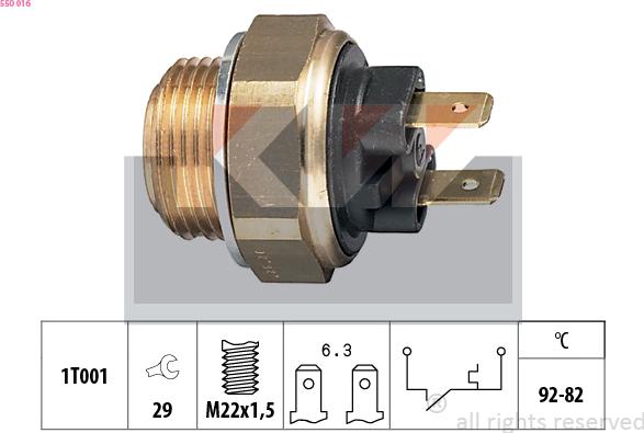 KW 550 016 - Temperature Switch, radiator / air conditioner fan www.autospares.lv