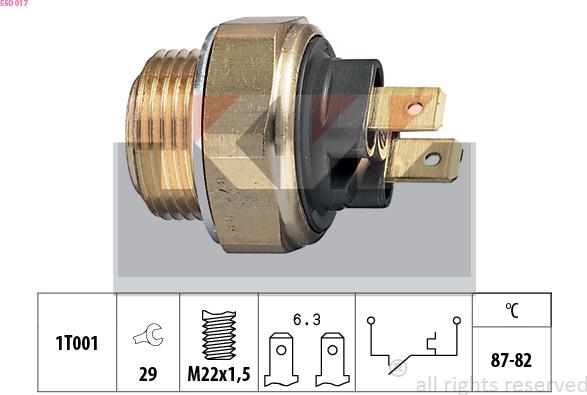 KW 550 017 - Temperature Switch, radiator / air conditioner fan www.autospares.lv