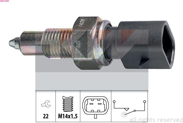 KW 560 038 - Slēdzis, Atpakaļgaitas signāla lukturis www.autospares.lv