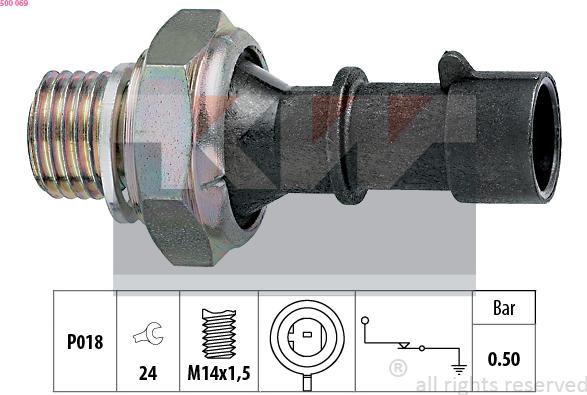 KW 500 069 - Devējs, Eļļas spiediens www.autospares.lv