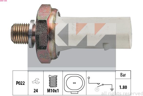 KW 500 136 - Sender Unit, oil pressure www.autospares.lv