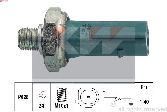 KW 500 171 - Sender Unit, oil pressure www.autospares.lv