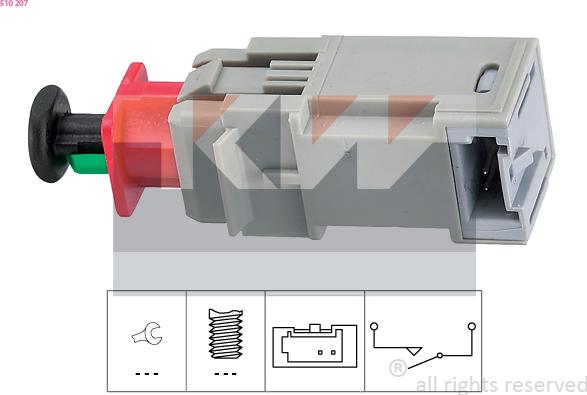 KW 510 207 - Switch, clutch control (cruise control) www.autospares.lv