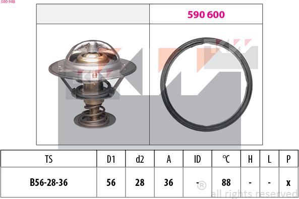 KW 580 948 - Coolant thermostat / housing www.autospares.lv