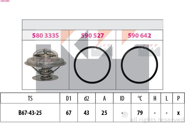 KW 580 980 - Термостат охлаждающей жидкости / корпус www.autospares.lv