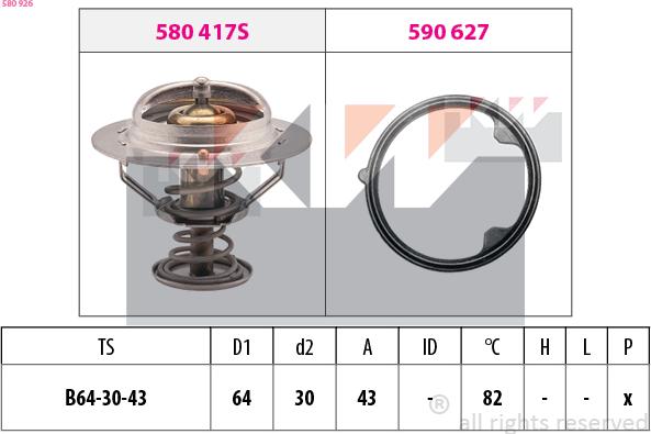 KW 580 926 - Coolant thermostat / housing www.autospares.lv