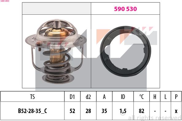 KW 580 493 - Termostats, Dzesēšanas šķidrums autospares.lv