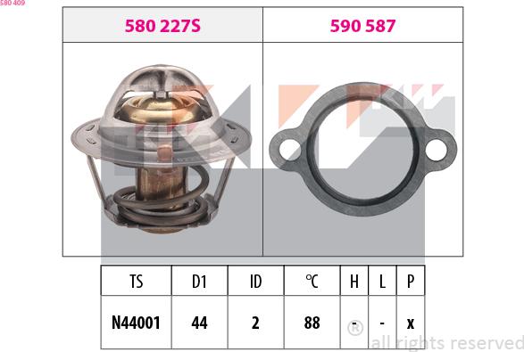 KW 580 409 - Termostats, Dzesēšanas šķidrums autospares.lv