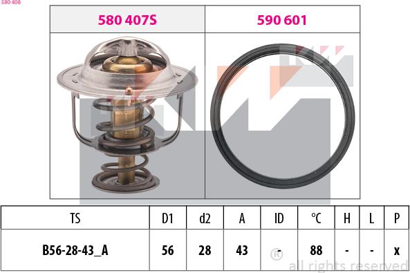 KW 580 408 - Termostats, Dzesēšanas šķidrums www.autospares.lv