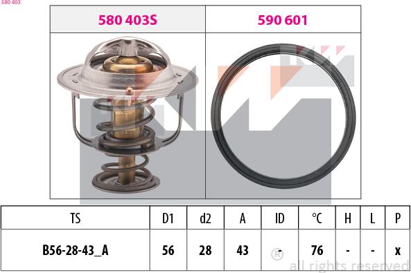 KW 580 403 - Termostats, Dzesēšanas šķidrums autospares.lv