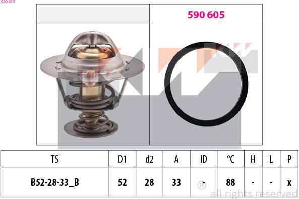 KW 580 412 - Termostats, Dzesēšanas šķidrums www.autospares.lv