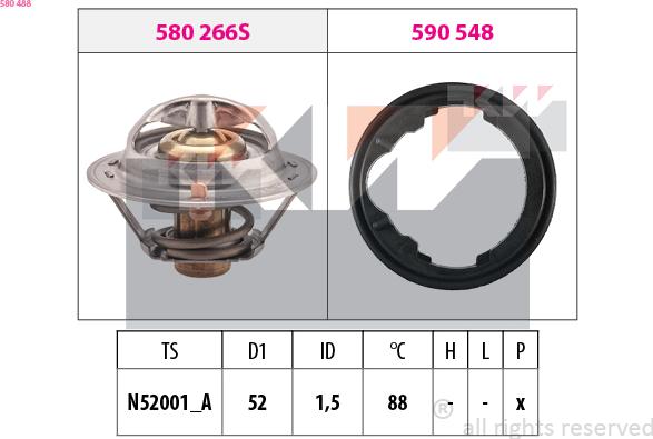 KW 580 488 - Coolant thermostat / housing www.autospares.lv