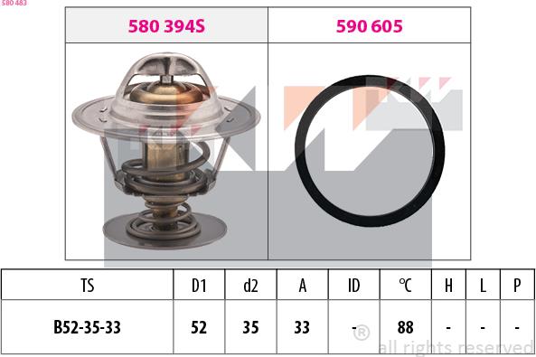 KW 580 483 - Termostats, Dzesēšanas šķidrums www.autospares.lv