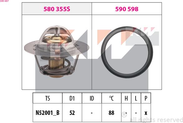 KW 580 487 - Termostats, Dzesēšanas šķidrums www.autospares.lv