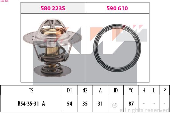 KW 580 435 - Termostats, Dzesēšanas šķidrums www.autospares.lv