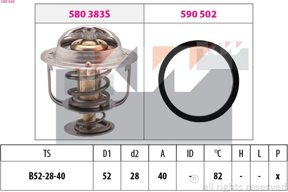 KW 580 438 - Termostats, Dzesēšanas šķidrums autospares.lv