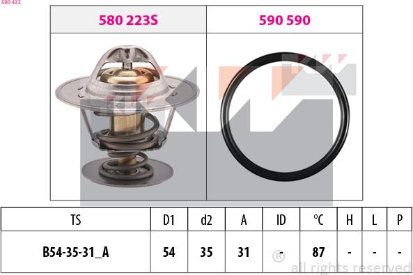 KW 580 432 - Термостат охлаждающей жидкости / корпус www.autospares.lv