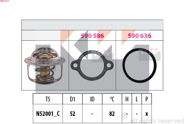 KW 580 513 - Термостат охлаждающей жидкости / корпус www.autospares.lv