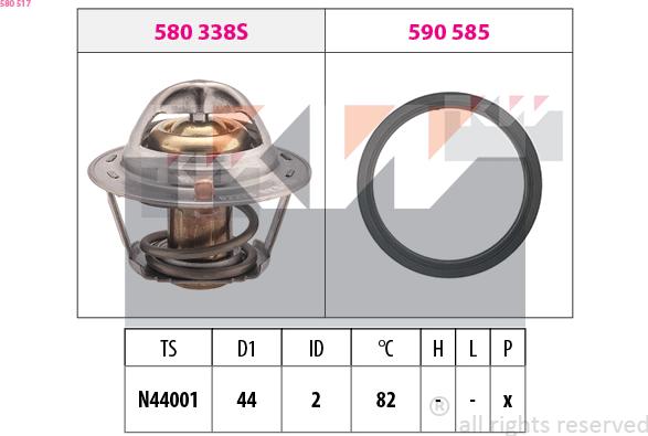 KW 580 517 - Termostats, Dzesēšanas šķidrums autospares.lv