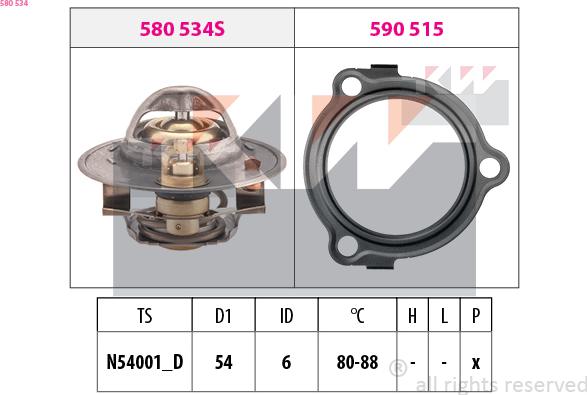 KW 580 534 - Coolant thermostat / housing www.autospares.lv