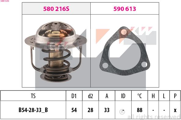 KW 580 535 - Termostats, Dzesēšanas šķidrums autospares.lv