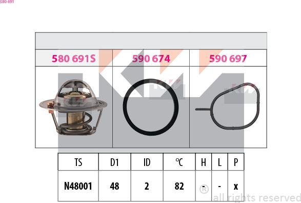 KW 580 691 - Termostats, Dzesēšanas šķidrums autospares.lv