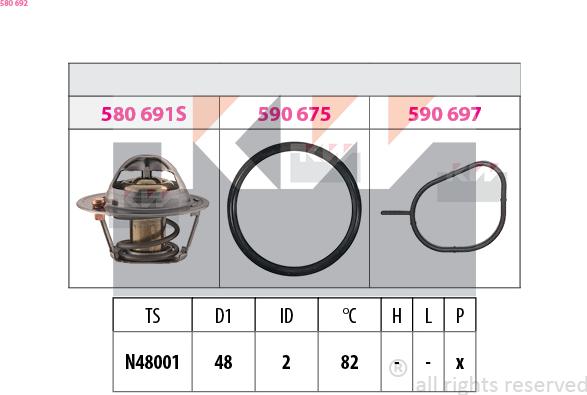 KW 580 692 - Termostats, Dzesēšanas šķidrums autospares.lv