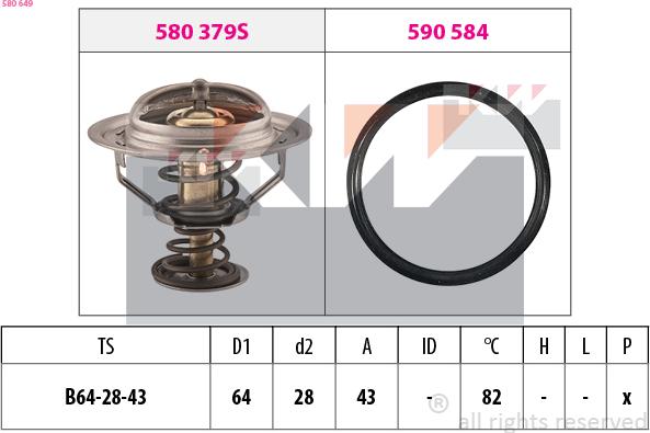 KW 580 649 - Termostats, Dzesēšanas šķidrums autospares.lv