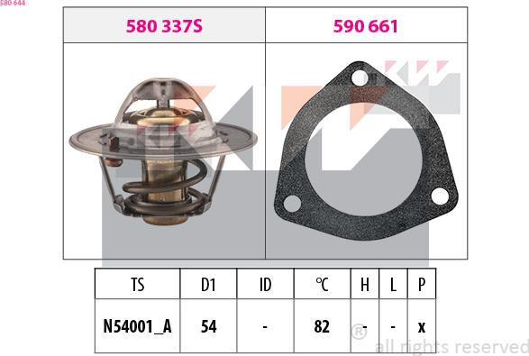 KW 580 644 - Термостат охлаждающей жидкости / корпус www.autospares.lv