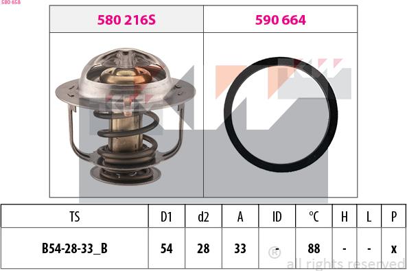 KW 580 658 - Termostats, Dzesēšanas šķidrums autospares.lv