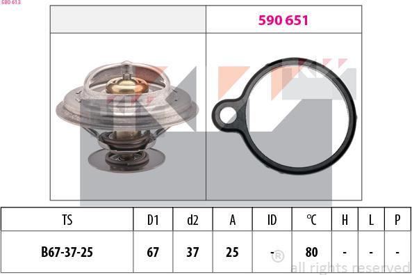 KW 580 613 - Термостат охлаждающей жидкости / корпус www.autospares.lv