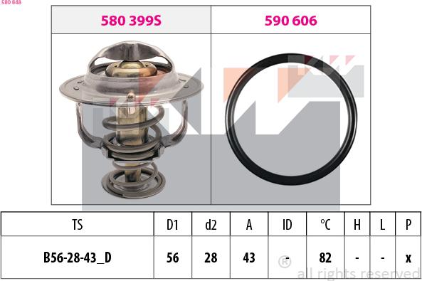 KW 580 848 - Termostats, Dzesēšanas šķidrums autospares.lv