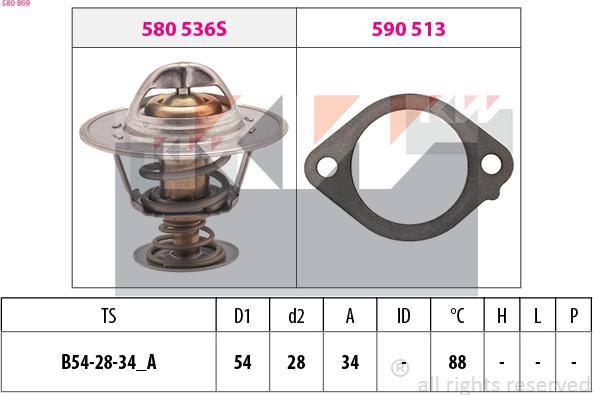 KW 580 869 - Termostats, Dzesēšanas šķidrums autospares.lv