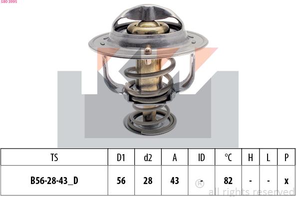 KW 580 399S - Termostats, Dzesēšanas šķidrums autospares.lv