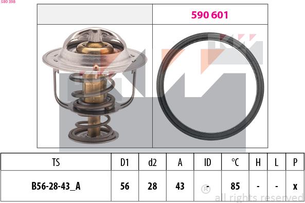 KW 580 398 - Termostats, Dzesēšanas šķidrums www.autospares.lv