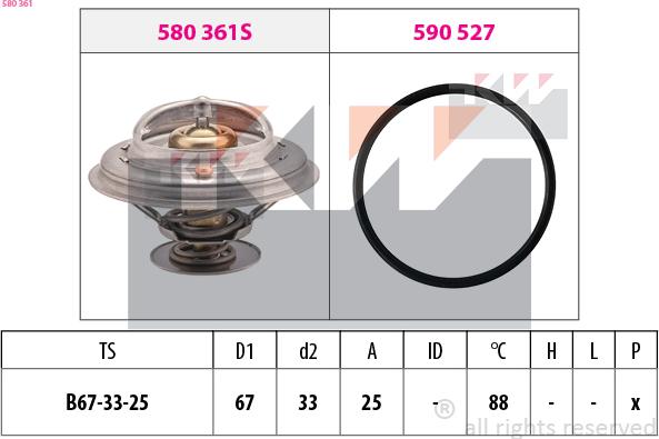 KW 580 361 - Термостат охлаждающей жидкости / корпус www.autospares.lv