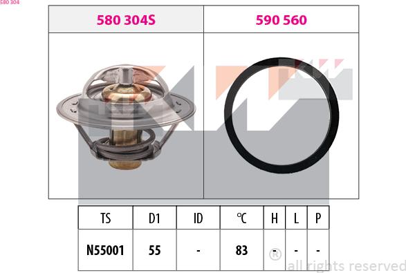 KW 580 304 - Coolant thermostat / housing www.autospares.lv