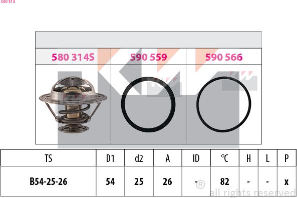 KW 580 314 - Termostats, Dzesēšanas šķidrums autospares.lv