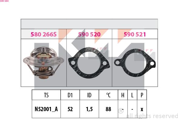 KW 580 384 - Coolant thermostat / housing www.autospares.lv