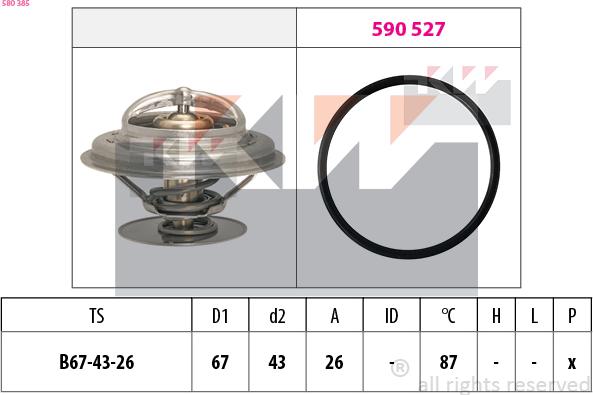 KW 580 385 - Termostats, Dzesēšanas šķidrums autospares.lv