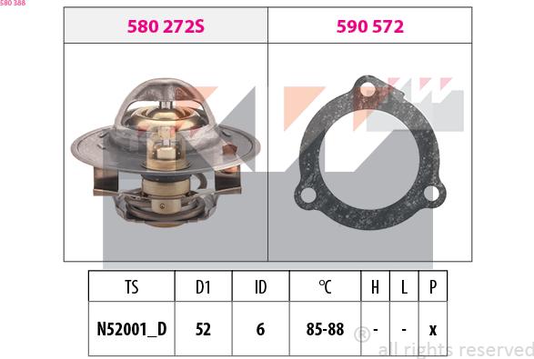 KW 580 388 - Termostats, Dzesēšanas šķidrums autospares.lv