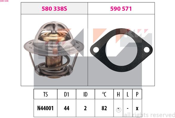 KW 580 338 - Termostats, Dzesēšanas šķidrums autospares.lv