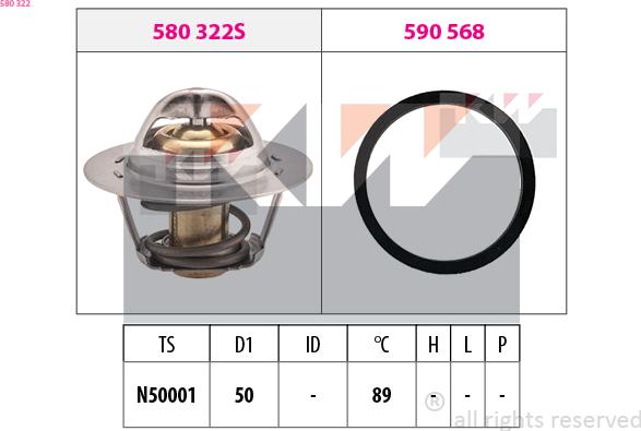 KW 580 322 - Termostats, Dzesēšanas šķidrums autospares.lv