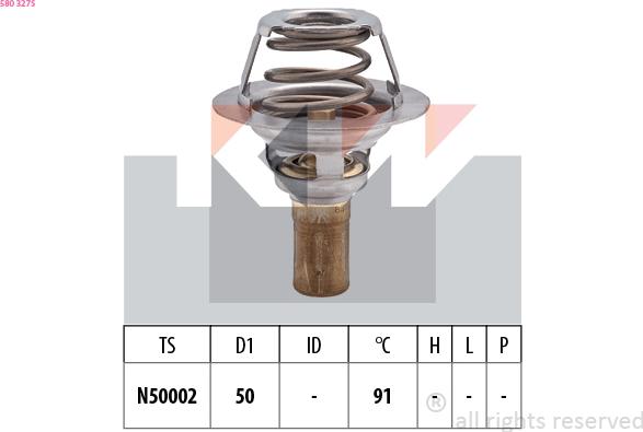 KW 580 327S - Termostats, Dzesēšanas šķidrums autospares.lv